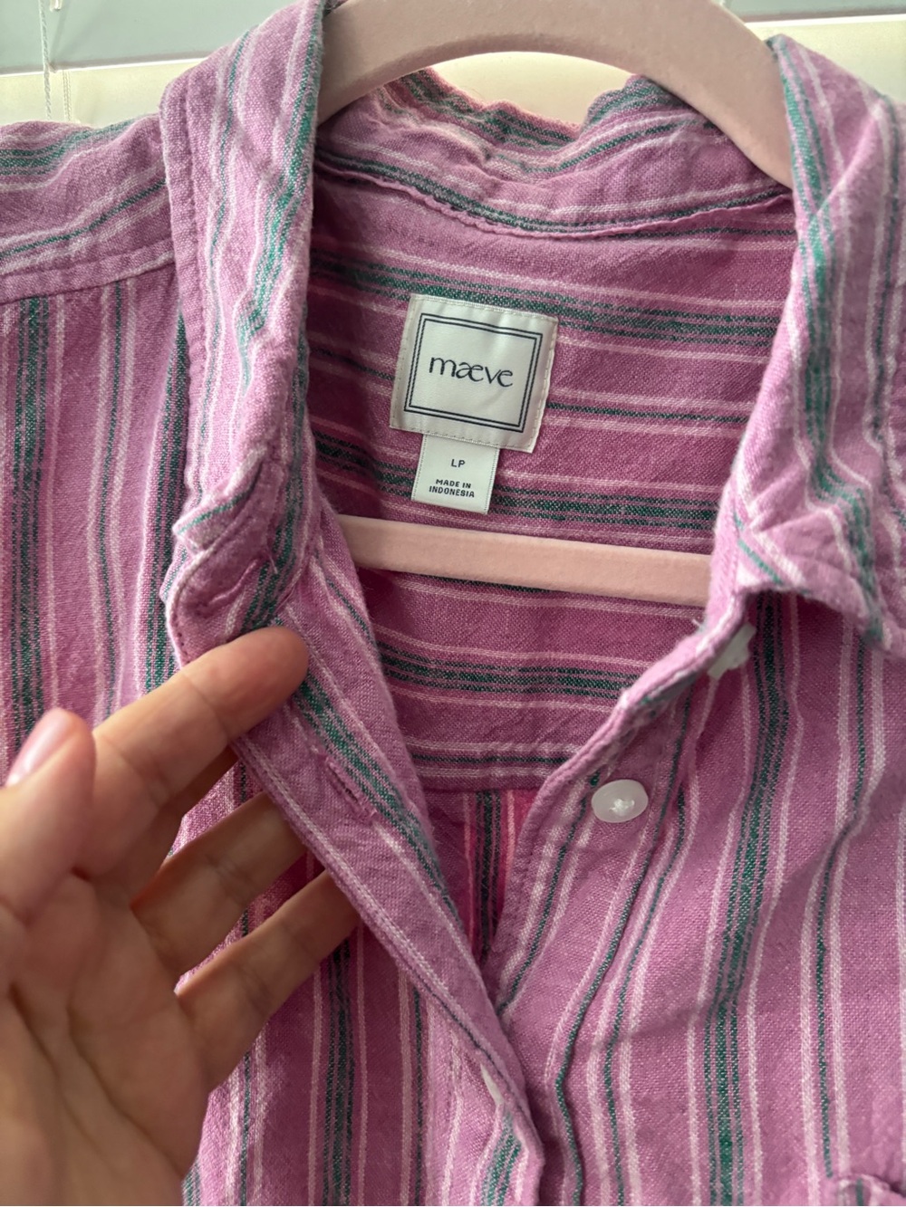 ANTHROPOLOGIE NWOT Striped Pink Button-Up Shirt & Matching Shorts Set - Picture 4 of 4